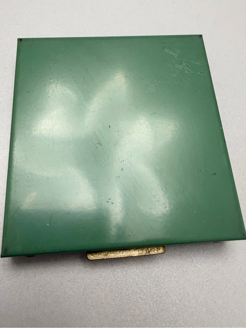 RARE 1940 Vintage Mint Green Enamel WWII Patriotic Makeup Compact Rhinestone